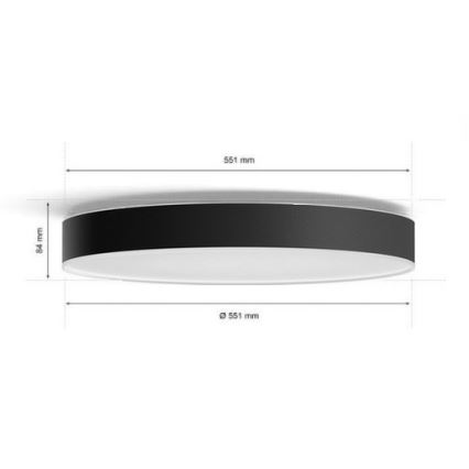 Philips - Светодиодный потолочный светильник с регулированием яркости Hue LED/48W/230V 2200-6500K диаметр 551 мм черный + дистанционное управление