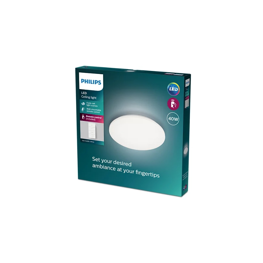 Philips - Светодиодный потолочный светильник с регулированием яркости LED/40W/230V 2700-6500K + дистанционное управление