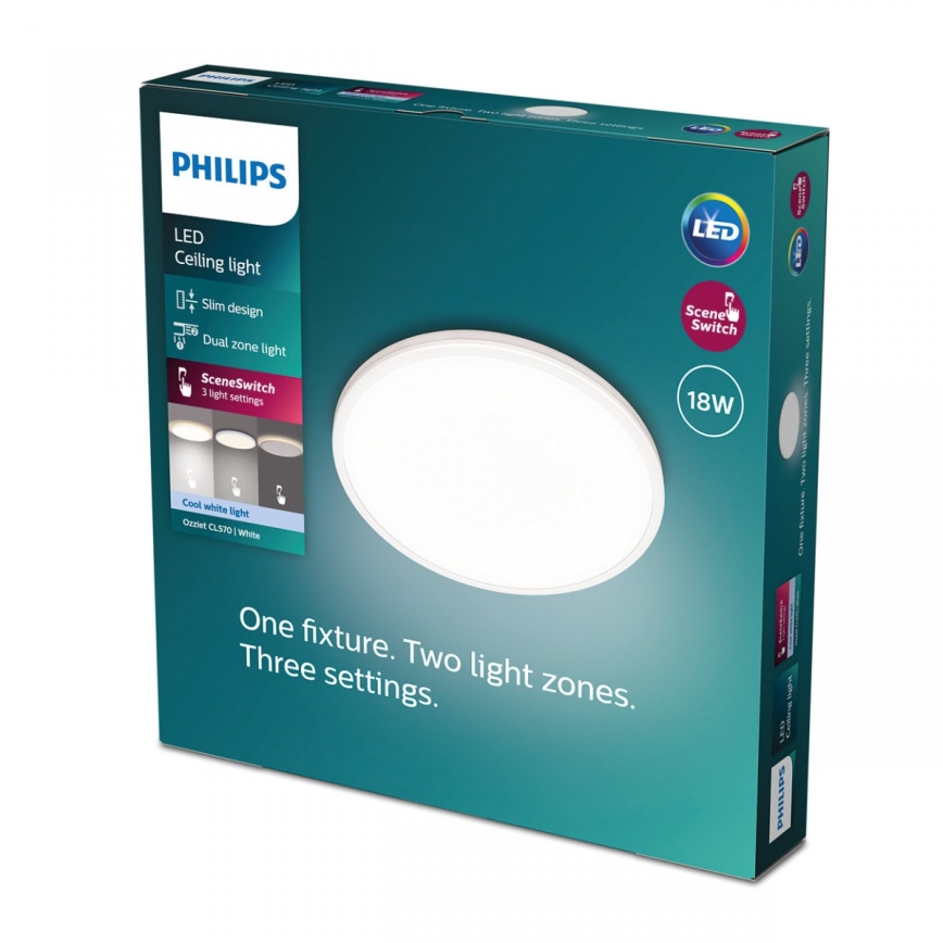Philips - Светодиодный потолочный светильник с регулированием яркости SCENE SWITCH LED/18W/230V диаметр 30 см 4000K белый