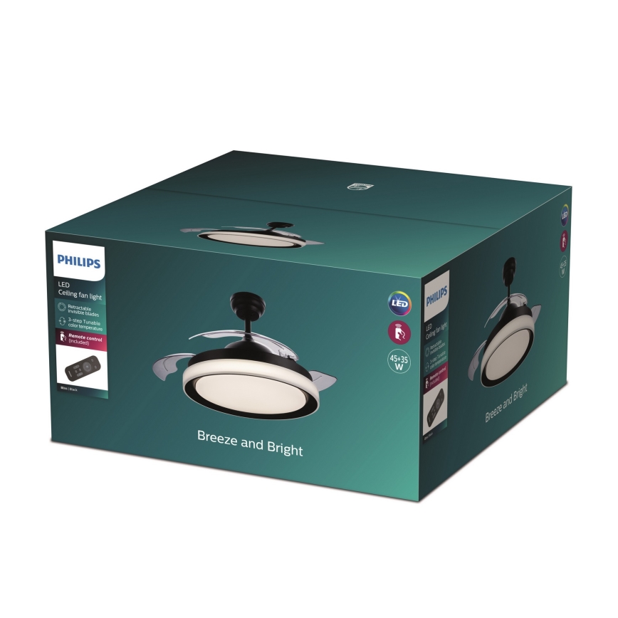 Philips - Светодиодный потолочный вентилятор LED/35W/230V 5500/4000/2700K черный + дистанционное управление