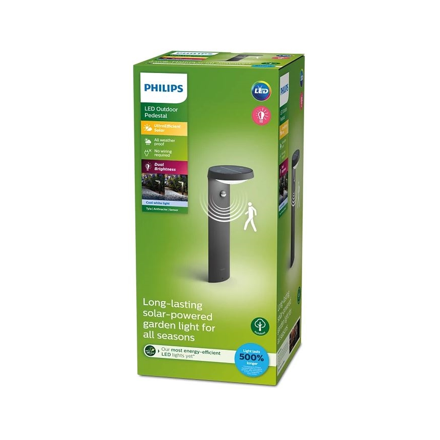 Philips - Светодиодный светильник на солнечной батарее с датчиком движения и освещенности LED/1,2W/4V 1800 mAh 4000K IP44