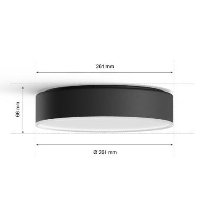 Philips - Светодиодный потолочный светильник с регулированием яркости Hue LED/9,6W/230V 2200-6500K диаметр 261 мм черный + дистанционное управление