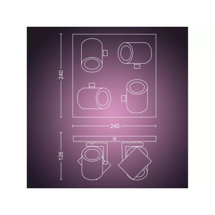 Philips - Светодиодный точечный RGBW-светильник с регулированием яркости Hue ARGENTA 4xGU10/4,2W/230V 2000-6500K
