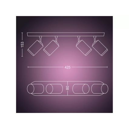 Philips - Светодиодный точечный RGBW-светильник с регулированием яркости Hue FUGATO 4xGU10/4,2W/230V 2000-6500K белый