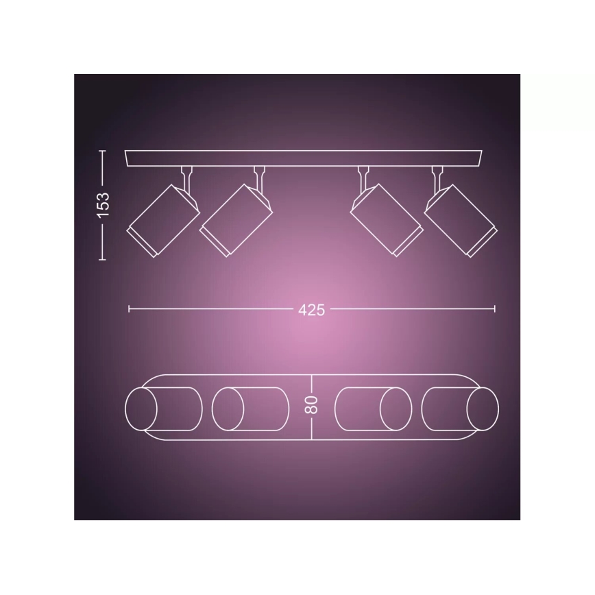 Philips - Светодиодный точечный RGBW-светильник с регулированием яркости Hue FUGATO 4xGU10/4,2W/230V 2000-6500K белый