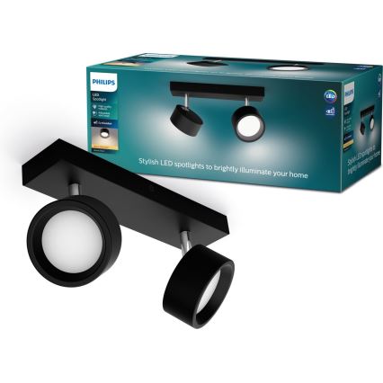 Philips - Светодиодный точечный светильник 2xLED/5,5W/230V черный