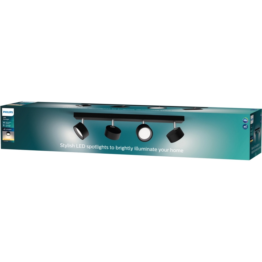 Philips - Светодиодный точечный светильник 4xLED/5,5W/230V черный