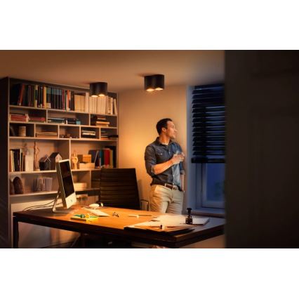 Philips - Светодиодный точечный светильник с регулированием яркости Hue PILLAR 2xGU10/4,2W/230V 2200-6500K + дистанционное управление черный