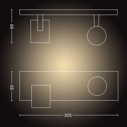 Philips - Светодиодный точечный светильник с регулированием яркости Hue RUNNER 2xGU10/4,2W/230V 2200-6500K + дистанционное управление белый
