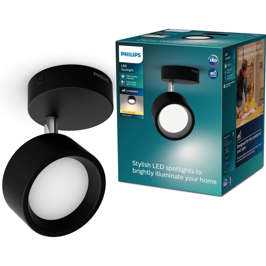 Philips - Светодиодный точечный светильник LED/5,5W/230V черный