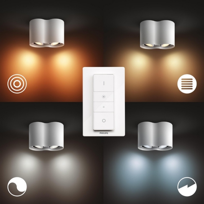 Philips - Светодиодный точечный светильник с регулированием яркости Hue PILLAR 2xGU10/5W/230V + дистанционное управление