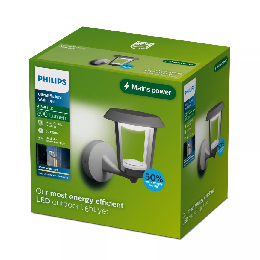 Philips - Светодиодный уличный настенный светильник NUVY LED/4,3W/230V 2700K IP44