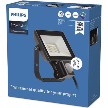Philips - Светодиодный уличный прожектор с датчиком PROJECTLINE LED/20W/230V IP65 4000K