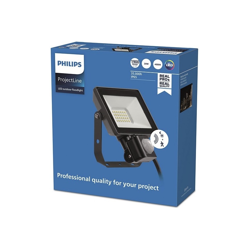 Philips - Светодиодный уличный прожектор с датчиком PROJECTLINE LED/20W/230V IP65 4000K