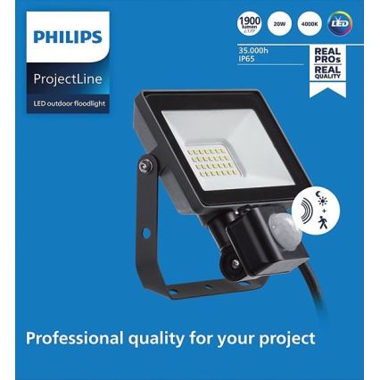 Philips - Светодиодный уличный прожектор с датчиком PROJECTLINE LED/20W/230V IP65 4000K