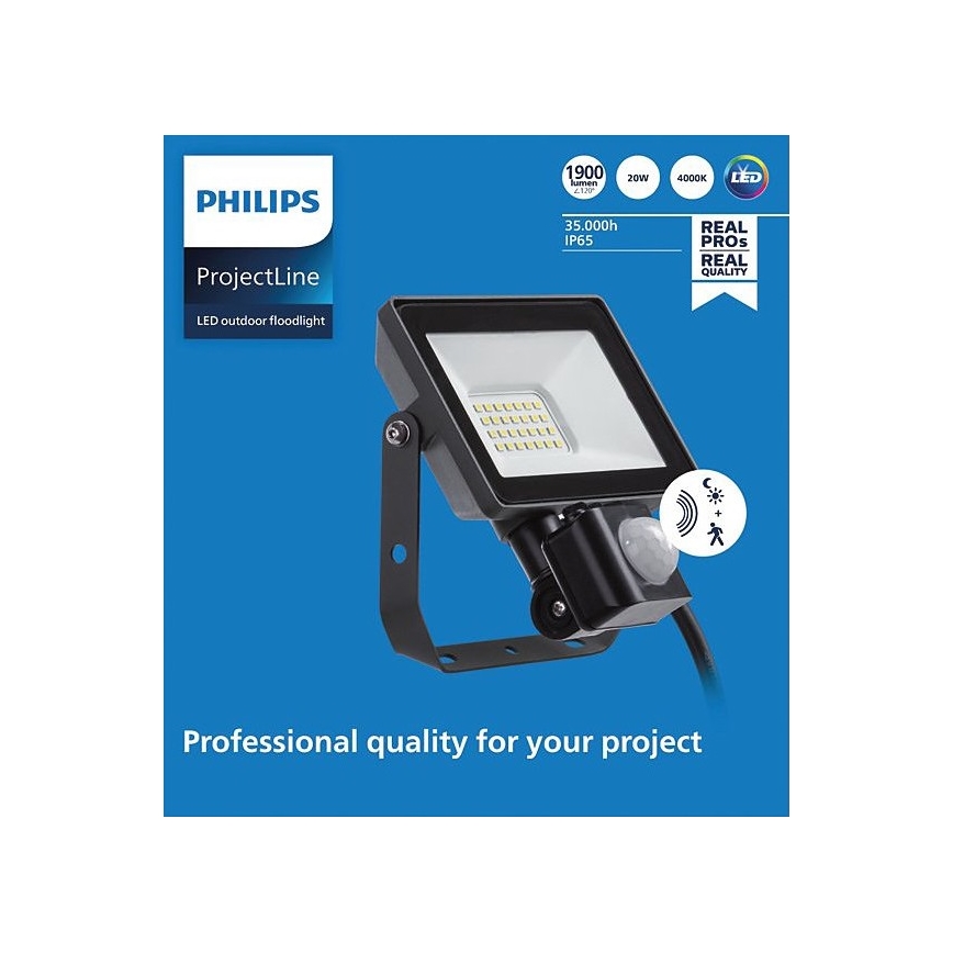 Philips - Светодиодный уличный прожектор с датчиком PROJECTLINE LED/20W/230V IP65 4000K