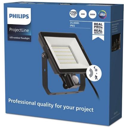 Philips - Светодиодный уличный прожектор с датчиком PROJECTLINE LED/30W/230V IP65 3000K
