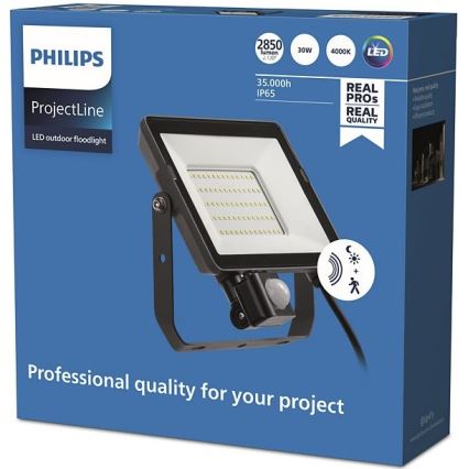 Philips - Светодиодный уличный прожектор с датчиком PROJECTLINE LED/30W/230V IP65 4000K