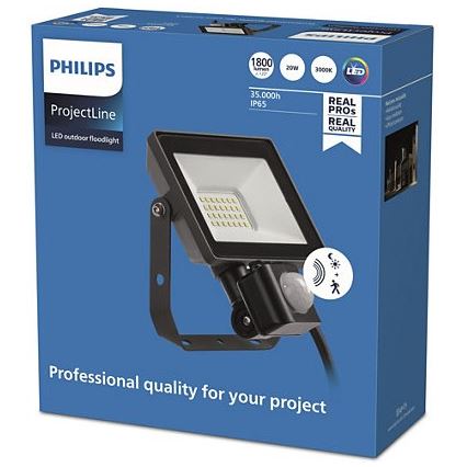 Philips - Светодиодный уличный прожектор с датчиком PROJECTLINE LED/20W/230V IP65 3000K