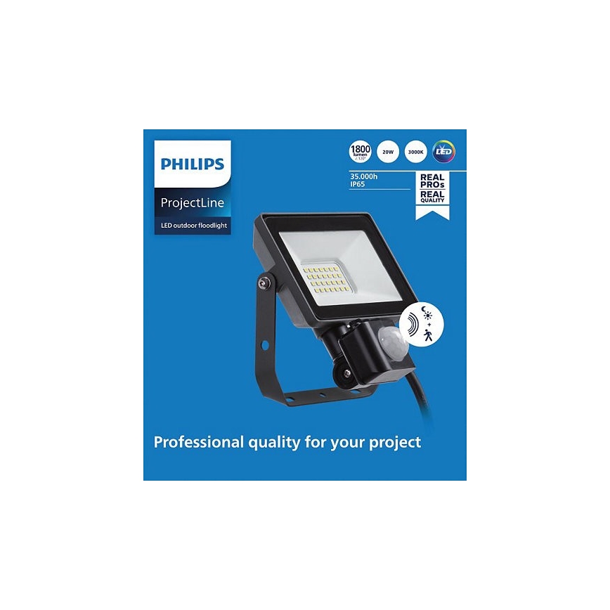 Philips - Светодиодный уличный прожектор с датчиком PROJECTLINE LED/20W/230V IP65 3000K