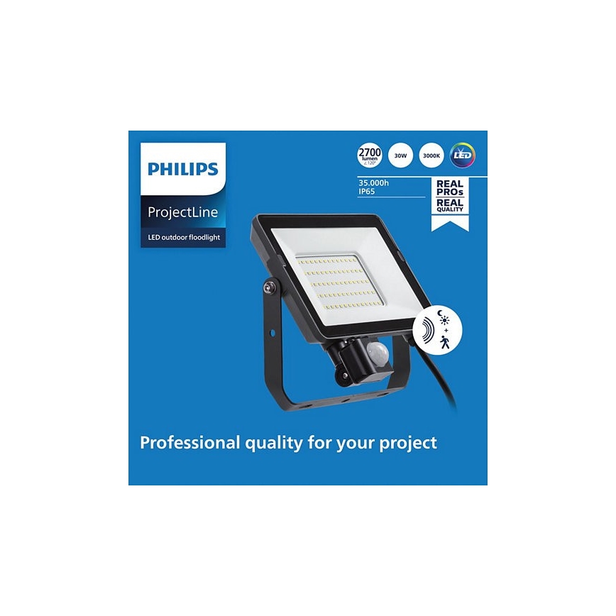 Philips - Светодиодный уличный прожектор с датчиком PROJECTLINE LED/30W/230V IP65 3000K