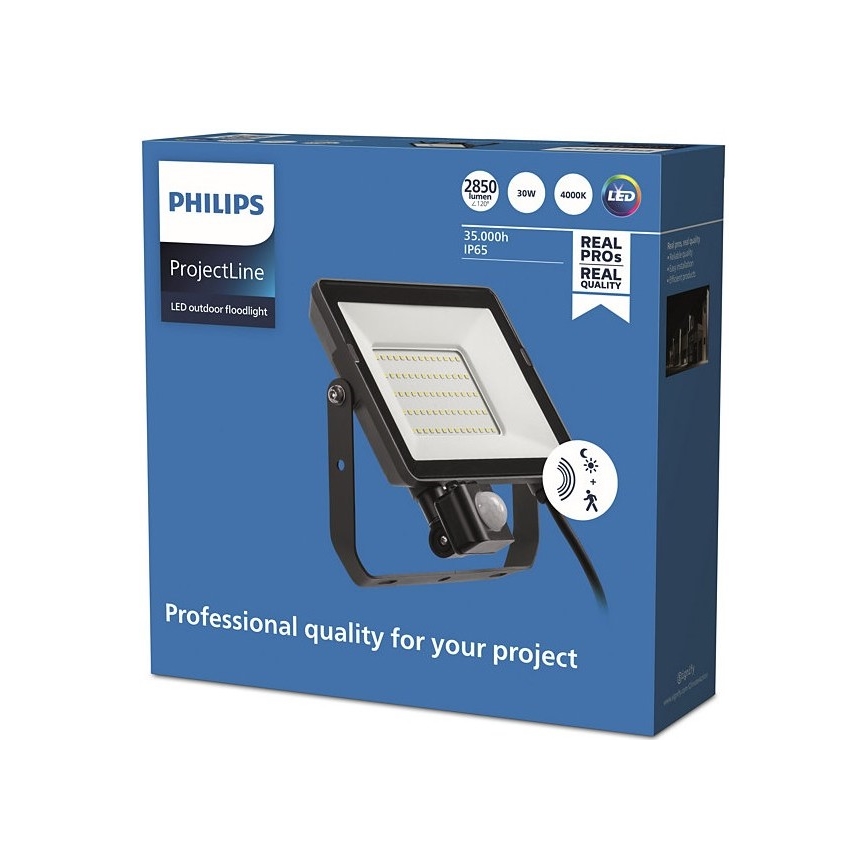 Philips - Светодиодный уличный прожектор с датчиком PROJECTLINE LED/30W/230V IP65 4000K