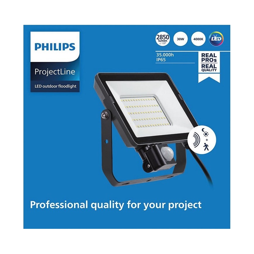 Philips - Светодиодный уличный прожектор с датчиком PROJECTLINE LED/30W/230V IP65 4000K