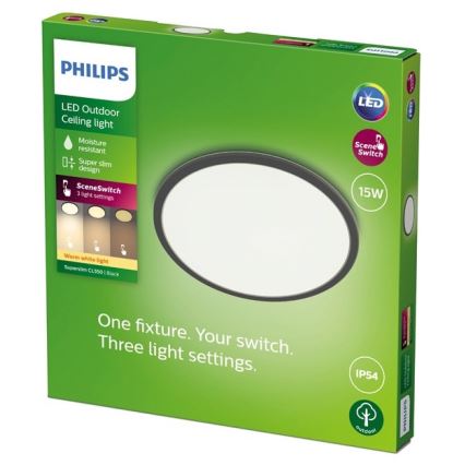 Philips - Светодиодный уличный светильник с регулированием яркости SUPERSLIM SCENE SWITCH LED/15W/230V IP54 черный