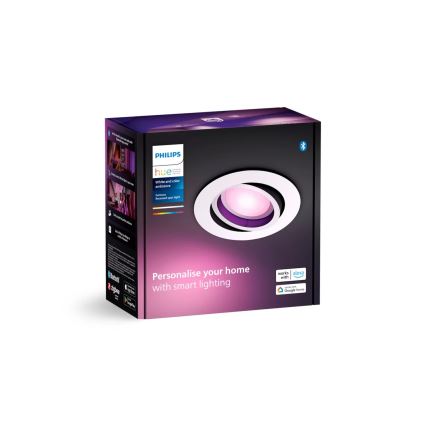Philips - Светодиодный встроенный RGBW-светильник с регулированием яркости Hue CENTURA 1xGU10/4,2W/230V 2000-6500K