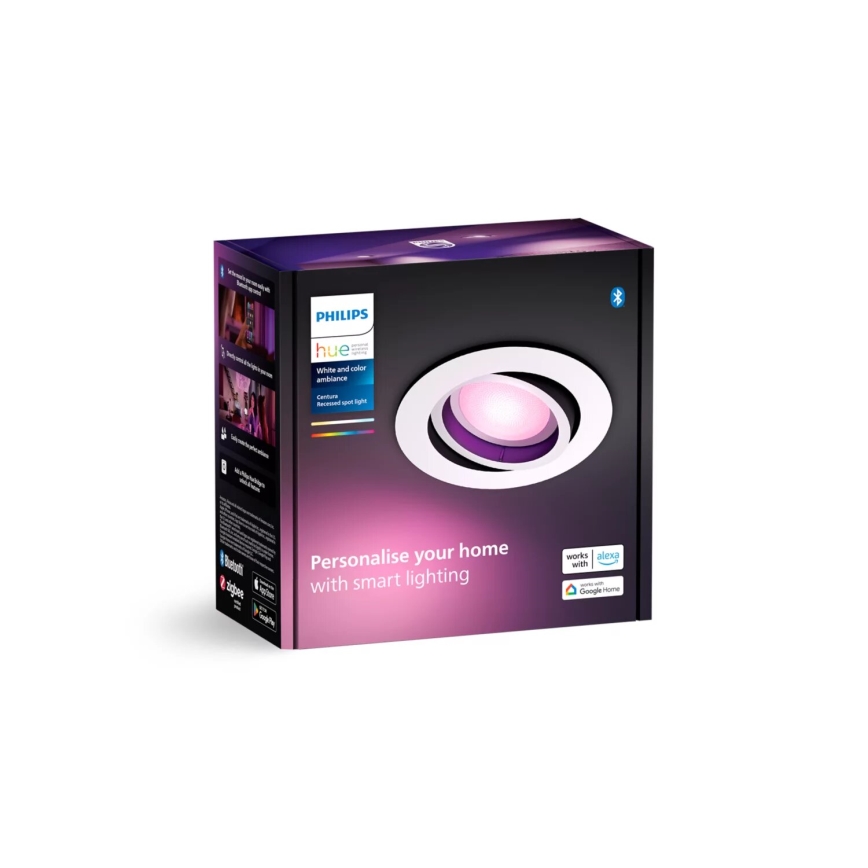 Philips - Светодиодный встроенный RGBW-светильник с регулированием яркости Hue CENTURA 1xGU10/4,2W/230V 2000-6500K