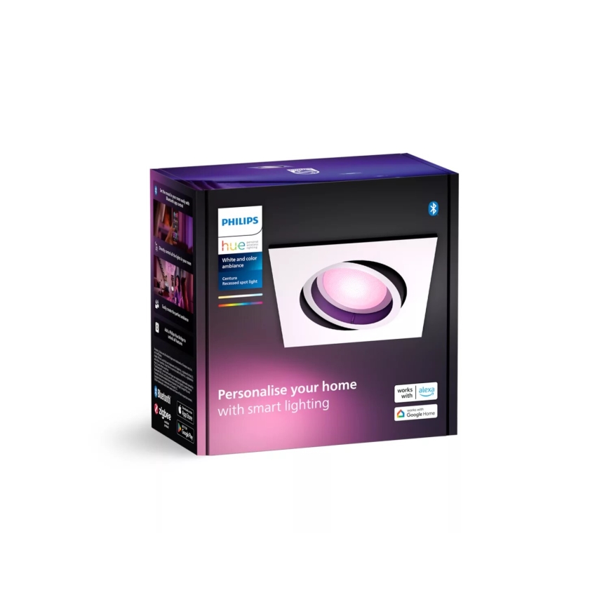 Philips - Светодиодный встроенный RGBW-светильник с регулированием яркости Hue CENTURA 1xGU10/4,2W/230V 2000-6500K