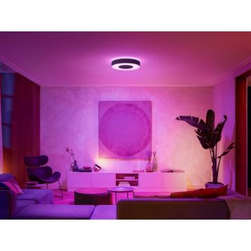 Philips - Светодиодный диммируемый потолочный RGB-светильник Hue INFUSE LED/52,5W/230V 2000-6500K ⌀ 425 мм черный