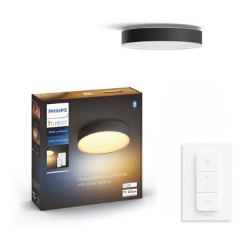 Philips - Світильник стельовий світлодіодний регульований Hue LED/9,6W/230V 2200-6500K діам. 261 мм чорний + пульт дистанційного керування