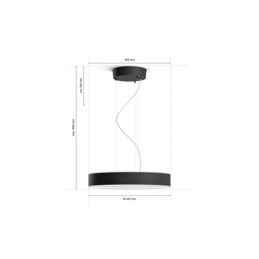 Philips - Світлодіодна підвісна люстра з регулюванням яскравості Hue LED/33,5W/230V 2200-6500K чорний + пульт дистанційного керування
