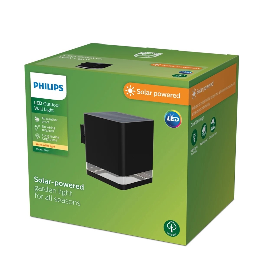 Philips - Світлодіодний настінний світильник на сонячній батареї VIRONA LED/1,8W/3,7V 2600 mAh 2700K IP44