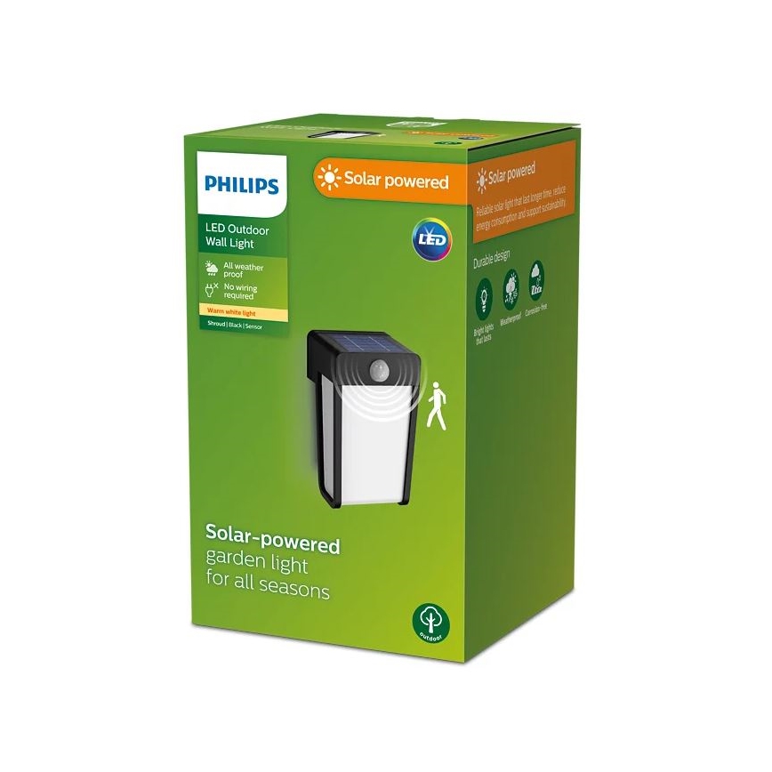Philips - Світлодіодний настінний світильник з датчиком на сонячній батареї SHROUD LED/2,3W/3,7V IP44