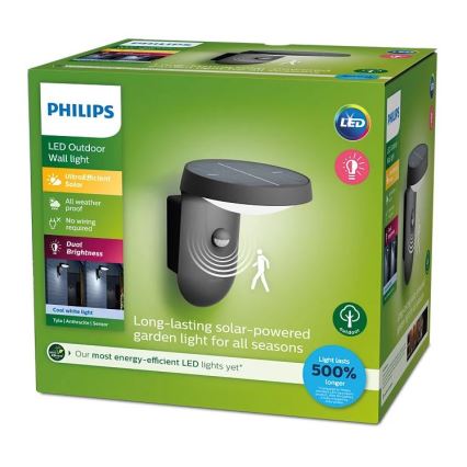 Philips - Світлодіодний настінний світильник з датчиком на сонячній батареї LED/1,2W/4V 1800 mAh 4000K IP44