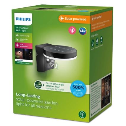 Philips - Світлодіодний настінний світильник з датчиком на сонячній батареї ZONAL LED/1,3W/3,7V IP44