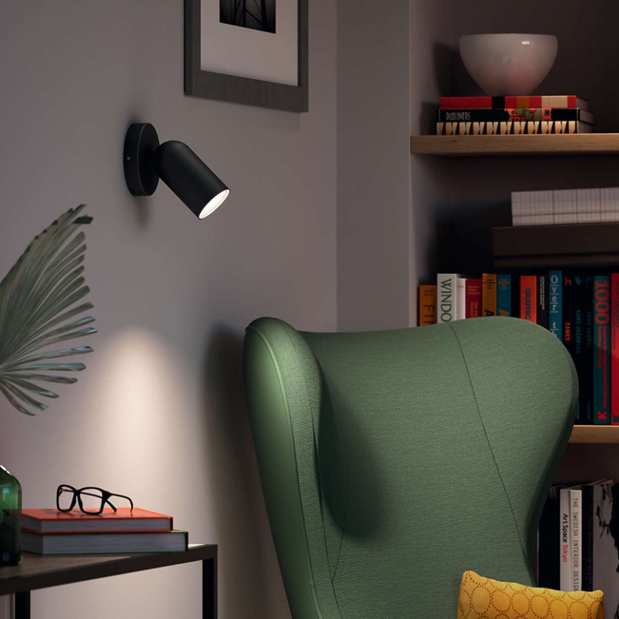 Philips - LED RGBW димований точковий світильник PONGEE 1xGU10/4,8W/230V 3000K чорний + пульт дистанційного керування