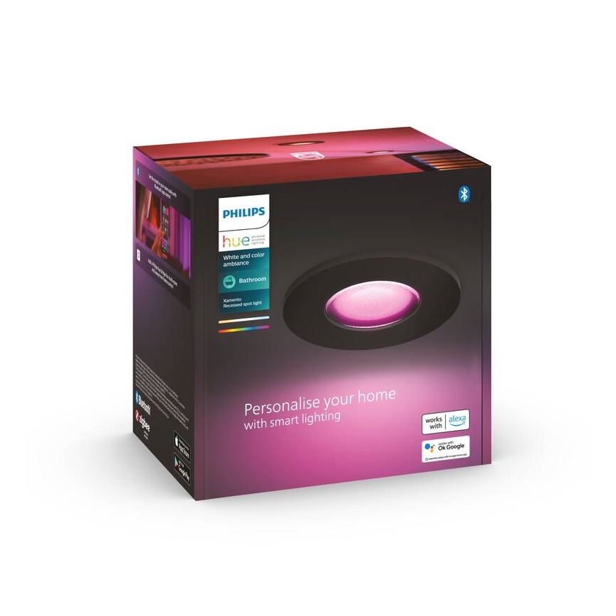 Philips - Світлодіодний RGBW вбудований стельовий світильник для ванної з регулюванням яскравості Hue XAMENTO GU10/5,7W/230V IP44 2200-6500K