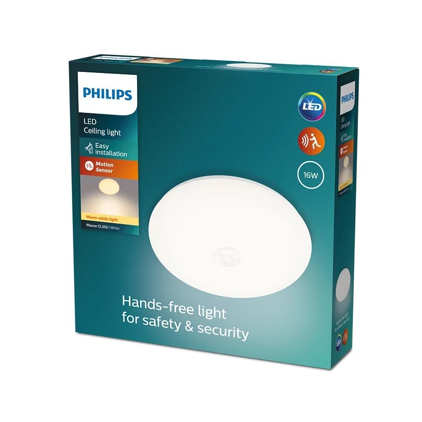 Philips - Світлодіодний стельовий світильник з датчиком LED/16W/230V 2700K