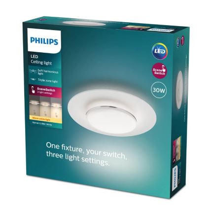 Philips- Світлодіодний стельовий світильник з регулюванням яскравості SCENE SWITCH LED/30W/230V 2700K срібний