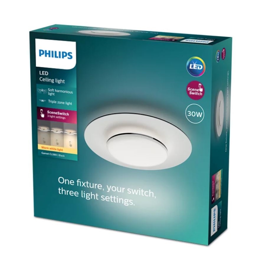 Philips- Світлодіодний стельовий світильник з регулюванням яскравості SCENE SWITCH LED/30W/230V 2700K чорний