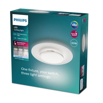 Philips- Світлодіодний стельовий світильник з регулюванням яскравості SCENE SWITCH LED/30W/230V 4000K срібний