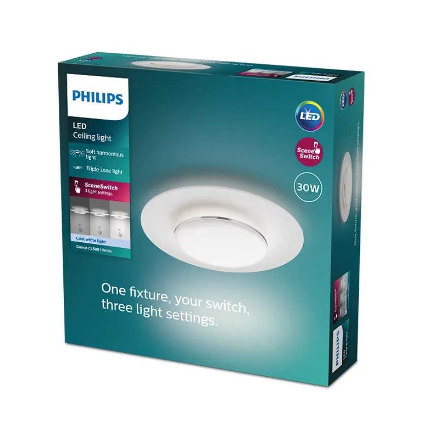 Philips- Світлодіодний стельовий світильник з регулюванням яскравості SCENE SWITCH LED/30W/230V 4000K срібний