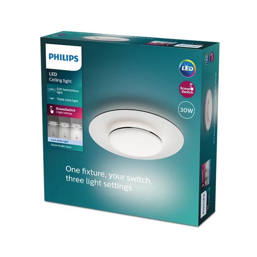 Philips- Світлодіодний стельовий світильник з регулюванням яскравості SCENE SWITCH LED/30W/230V 4000K чорний