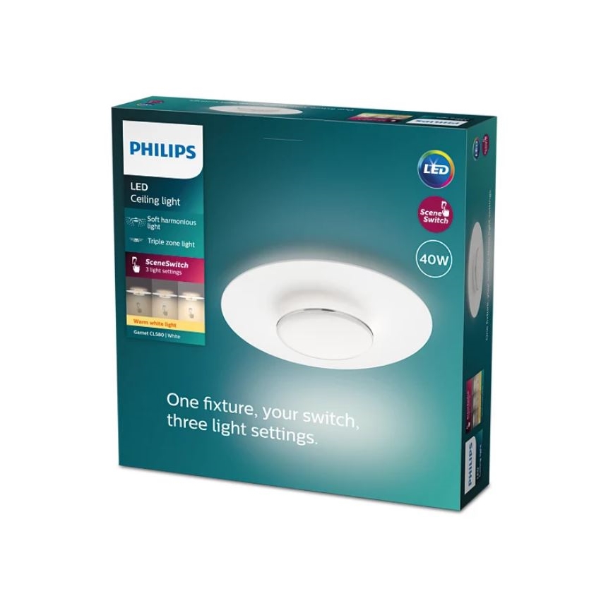 Philips- Світлодіодний стельовий світильник з регулюванням яскравості SCENE SWITCH LED/40W/230V 2700K срібний