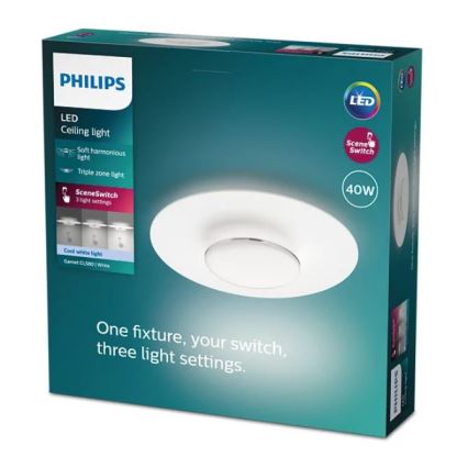 Philips- Світлодіодний стельовий світильник з регулюванням яскравості SCENE SWITCH LED/40W/230V 4000K срібний