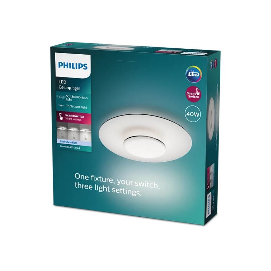 Philips- Світлодіодний стельовий світильник з регулюванням яскравості SCENE SWITCH LED/40W/230V 4000K чорний