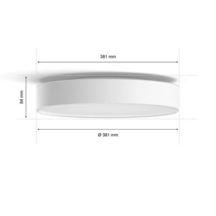 Philips - Світлодіодний стельовий світильник з регулюванням яскравості Hue LED/19,2W/230V 2200-6500K діаметр 381 мм білий + пульт дистанційного керування
